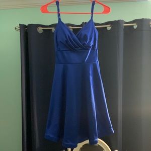City Vibe royal blue homecoming dress, size 0, mid-thigh length